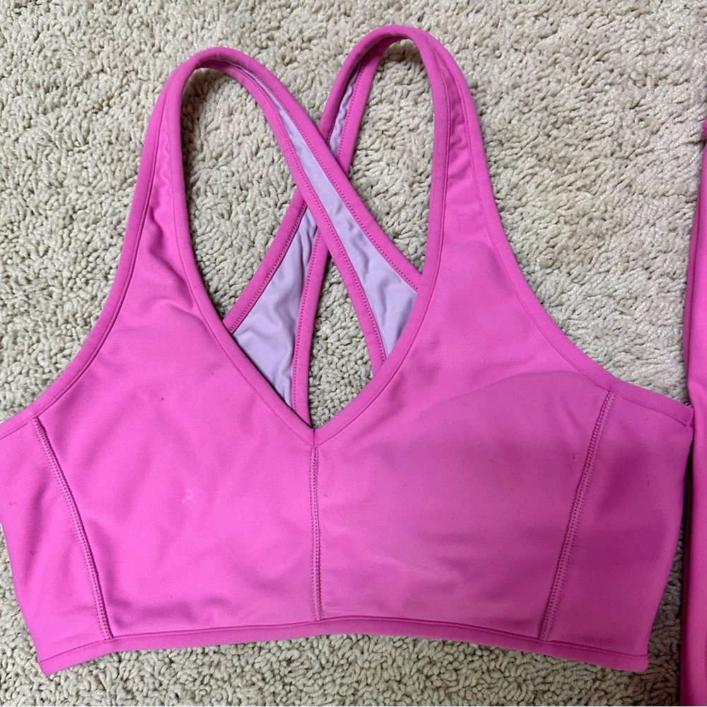 LoveShackFancy Pink Legging Set - Sports Bra & High-Waist Leggings - Picture 2 of 4